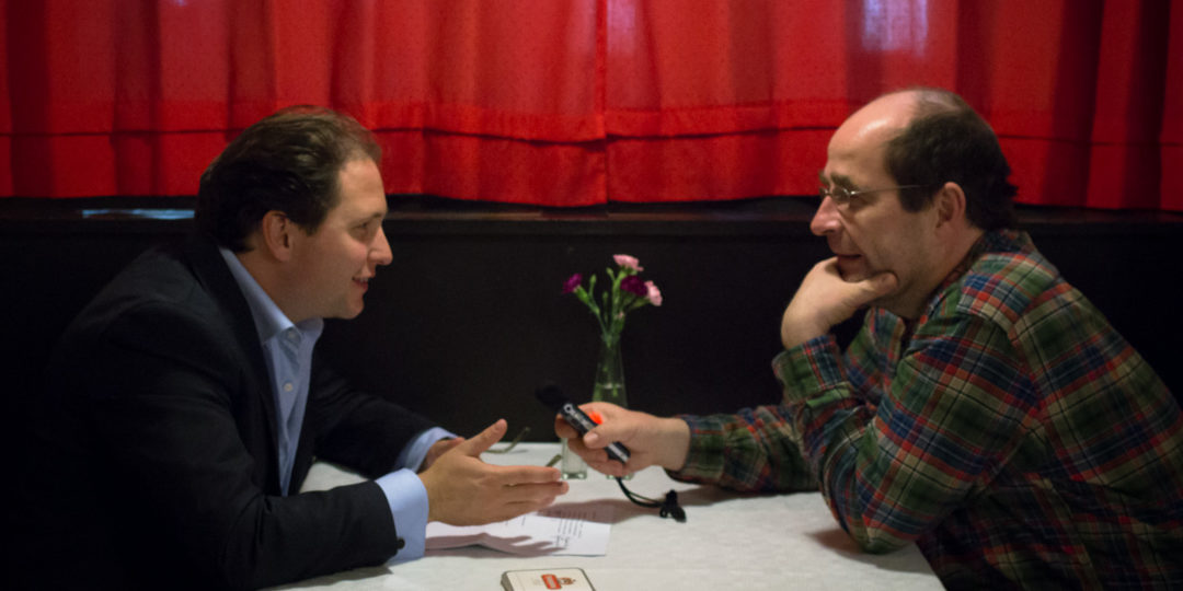 Patrick Hahn im Gespräch mit Martin Hufner. Foto: Petra Basche